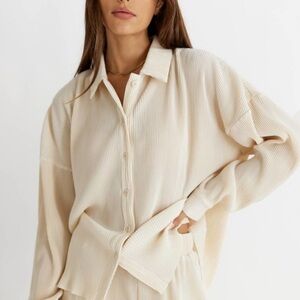 Elegant Cream Button-Down Women's Shirt
